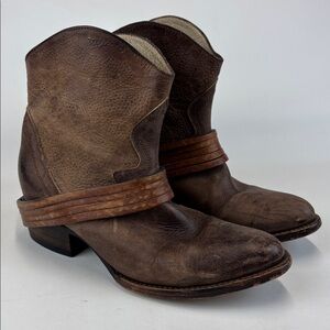 FREEBIRD by Steven Brown Leather Belted Mezcal Booties Size 7